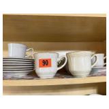 Baroque stoneware cups (8), saucers (8)