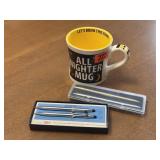 All Nighter Mug, pen sets (2)