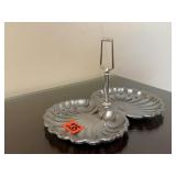 Silver clamshell serving dish