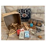 Basket of playing cards, brain teasers