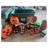 Tote of fall decorations, storage tote included