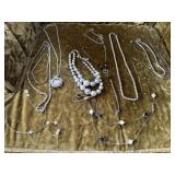 Silver, beaded costume jewelry