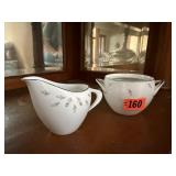 Sango Boutonniere china cream & sugar set