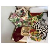 Bowl of hot pads, oven mitts