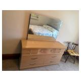 Blonde mid century chest of drawer with mirror