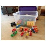 Storage tote of building blocks, toys