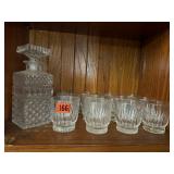 Glass decanter, rocks glasses (12)
