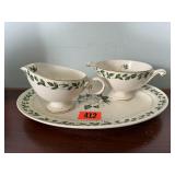 Cameo Rose dinnerware platter, cream & sugar