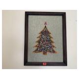 Vintage beaded Christmas tree wall decor