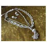 Vintage tassle necklace, earring set