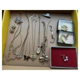 Mixed lot of costume jewelry, ID bracelet, locket