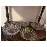 Crystal, clear glassware bowls