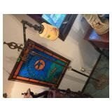 Antique floor lamp, windmill shade