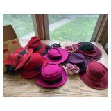 Red, pink wool hats (8)