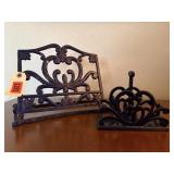 Cast iron cookbook holder, salt & pepper caddy
