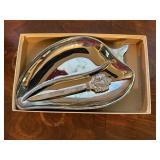 Silver dish, letter opener