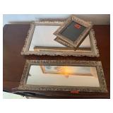 Vintage vanity mirror trays (2), frame