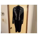Liz Claiborne black dress, beaded shawl