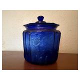 Cobalt blue biscuit jar
