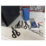 Clay wine cooler, scissors, crystal saver