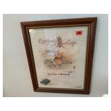 Antique 1906 framed marriage certificate