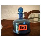 Vintage teal blue decanter