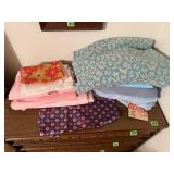 Two boxes of vintage fabric yardage