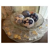 Glass platters, table centerpiece bowl