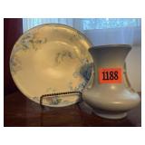 French hand painted plate, vase