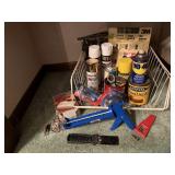Wire basket of consumables, spray paint