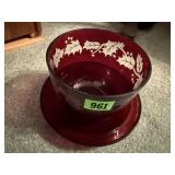 Ruby red holiday bowl, plate