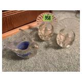 Glass bird votive holders (3)