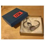 Iridescent cuff bracelet, necklace jewelry set