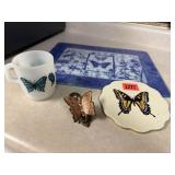 Butterfly glass cutting board, mug, clip
