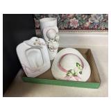 Shabby chic hat frame, vase, wall pocket