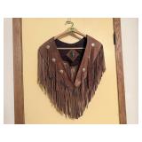 Leather fringe shawl