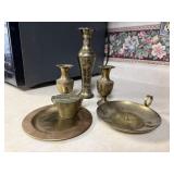 Brass lot, vases, candelholder