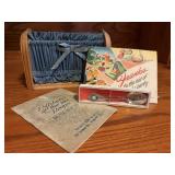 Cottage core napkin holder, recipe booklets, spoon
