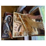 Jewelry box, pearls, costume jewelry