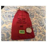 Canvas bank bag, compass