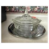Farberware tray, Pyrex covered glass dish