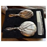 Hair brush, comb, hand mirror vanity set