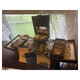 Jewelry box, jewelry bits, craft supplies