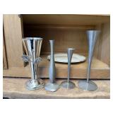 Homer Laughlin rose, silver vases
