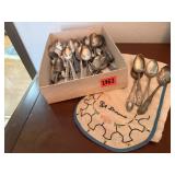 Box of spoons, linen spoon keeper