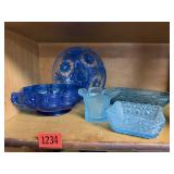 Vintage blue glassware assortment
