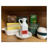 Kitchen lot, recipe box, dishes, canister