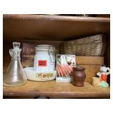 Kitchen lot, recipe box, canister, cruet, cracker
