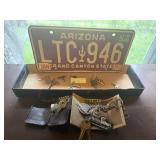 Keys, license plate