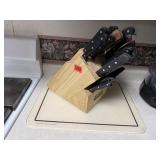 Glass cutting board, knife block